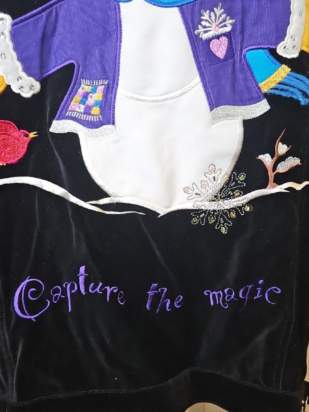 Quacker Factory Snowman Black Velvet Jacket Snowflake Capture The Magic 2X - Picture 10 of 15